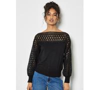 Apricot Women's Lace Detail Lightweight Jumper in Black | Size: 8