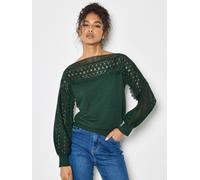 Apricot Women's Lace Detail Lightweight Jumper in Green | Size: 16