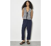 Apricot Women's Ladder Lace Insert Linen Joggers in Navy | Size: 16