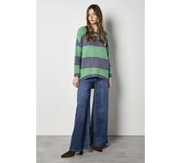 Apricot Women's Large Stripe Oversized Jumper | Size: 12