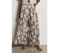 Apricot Women's Leaf Print Pleated Culotte Trousers in Stone | Size: 10