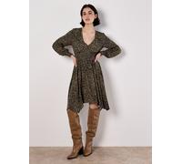 Apricot Women's Leopard Hanky Hem Mini Dress in Khaki | Size: 8 Apricot Khaki 8