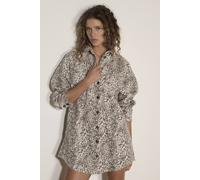 Apricot Women's Leopard Print Cotton Blend Denim Shacket Mini Dress in Grey | Size: 10