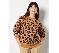 Apricot Women's Leopard Print Soft Knit Jumper in Stone | Size: 14 Apricot Stone 14