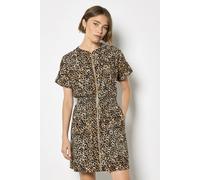 Apricot Women's Leopard Print Zip-Down Mini Dress in Brown | Size: 8 Apricot Brown 8