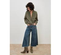 Apricot Women's Lightweight Denim Bomber Jacket in Khaki | Size: 8
