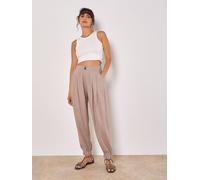 Apricot Linen Blend Woven Joggers In Brown Brown 8