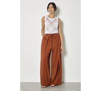 Apricot Women's Linen Blend Wrap Wide-Leg Trousers in Burnt Orange | Size: 10 Apricot Burnt Orange 10