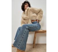 Apricot Women's Maca Stud Embellished Wide Leg Jeans in Blue | Size: 28 Apricot Blue 28