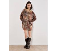 Apricot Women's Mandala Hooded Tunic Jumper in Orange | Size: 12