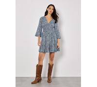 Apricot Women's Metallic Dobby Paisley Mini Dress in Blue | Size: 12 Apricot Blue 12