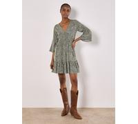 Apricot Women's Metallic Dobby Paisley Mini Dress in Khaki | Size: 12 Apricot Khaki 12