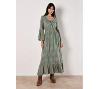 Apricot Women's Metallic Paisley Boho Maxi Dress in Mint | Size: 10 Apricot Mint 10