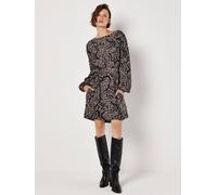 Apricot Women's Mixed Animal Print Shift Mini Dress in Grey | Size: 10