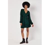 Apricot Women's Mixed Stripes Mini Wrap Dress in Green | Size: 8 Apricot Green 8