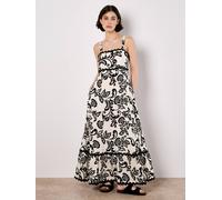 Apricot Women's Monochrome Sarasa Floral Maxi Dress in Cream | Size: 8 Apricot Cream 8