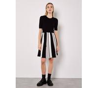 Apricot Women's Monochrome Stripe Knitted Mini Dress in Black | Size: 14 Apricot Black 14