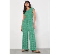 Apricot Women's Mosaic Ruffle Sleeve Jumpsuit in Green | Size: 10