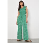 Mosaic Ruffle Sleeve Jumpsuit Apricot Green 8