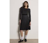 Apricot Women's Multi Stripe Knitted Midi Dress in Black | Size: 14