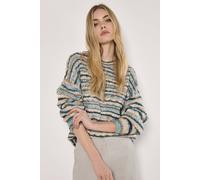 Apricot Women's Multicoloured Stripe Aran Jumper in Teal | Size: 14 Apricot Teal 14