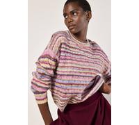 Apricot Women's Multicoloured Stripe Aran Jumper | Size: 16