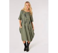 Apricot Women's Necklace Print Midi Dress in Khaki | Size: 10 Apricot Khaki 10