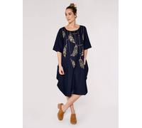 Apricot Women's Necklace Print Midi Dress in Navy | Size: 10