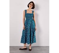 Apricot Women's Orchid Print Smocked Midi Dress in Blue | Size: 12 Apricot Blue 12