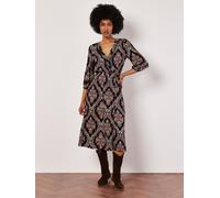 Apricot Women's Ornate Paisley Wrap Midi Dress in Black | Size: 8 Apricot Black 8