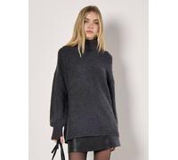 Apricot Women's Oversized Boucle Tunic Jumper in Grey | Size: 10