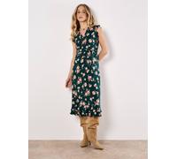 Apricot Women's Painterly Floral Midi Dress in Green | Size: 16
