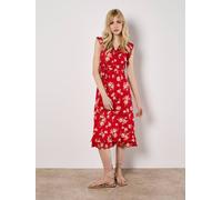 Apricot Women's Painterly Floral Midi Dress in Red | Size: 14 Apricot Red 14