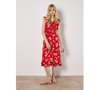 Apricot Women's Painterly Floral Midi Dress in Red | Size: 18 Apricot Red 18