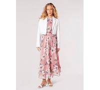 Apricot Women's Painterly Floral Shimmer Midi Dress in Pink | Size: 14