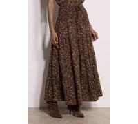 Apricot Women's Painterly Paisley Tiered Maxi Skirt in Brown | Size: 16
