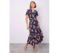 Apricot Women's Painterly Roses Wrap Maxi Dress in Navy | Size: 8 Apricot Navy 8