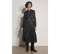 Apricot Women's Paisley Metallic Shimmer Tiered Midi Dress in Black | Size: 8 Apricot Black 8