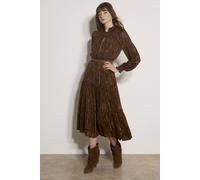 Apricot Women's Paisley Metallic Shimmer Tiered Midi Dress in Brown | Size: 18 Apricot Brown 18