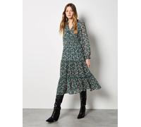 Apricot Women's Paisley Print Chiffon Midi Dress in Green | Size: 10 Apricot Green 10