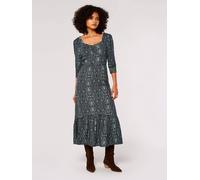 Apricot Women's Paisley Print Midi Dress in Navy | Size: 10