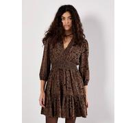 Apricot Women's Paisley Ruffle Soft Mini Dress in Terracotta | Size: 10