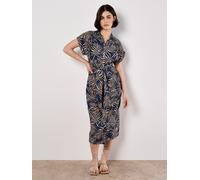 Apricot Women's Palm Leaf Shirt Midi Dress in Navy | Size: 10 Apricot Navy 10
