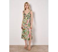 Apricot Women's Palm Print Ruffle Midi Dress in Green | Size: 14 Apricot Green 14