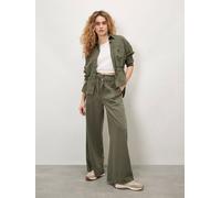 Apricot Women's Paper Bag Waist Wide Leg Trousers in Khaki | Size: 14 Apricot Khaki 14