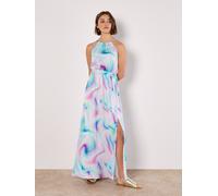 Apricot Women's Pastel Swirl Satin Maxi Dress in Mint | Size: 8 Apricot Mint 8