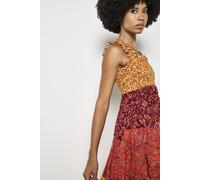Apricot Women's Patchwork Floral Paisley Maxi Dress in Orange | Size: 10