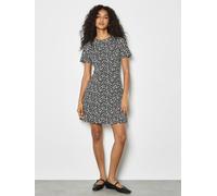 Apricot Women's Petal Print Fit & Flare Jersey Mini Dress in Black | Size: 16 Apricot Black 16