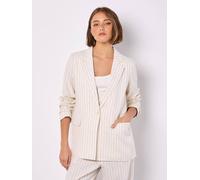 Apricot Women's Pinstripe Linen Blend Blazer in Beige | Size: 16