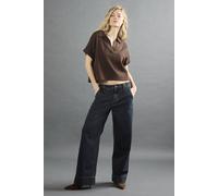 Apricot Women's Pinstripe Wide-Leg Denim Jeans in Navy | Size: 34